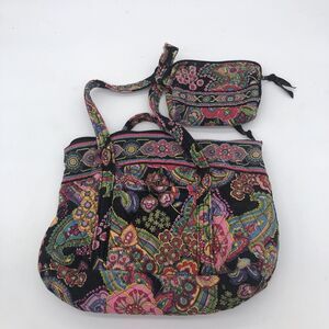 Vera Bradley Purse Wallet Black Symphony In Hue Shoulder Bag Retired Paisley